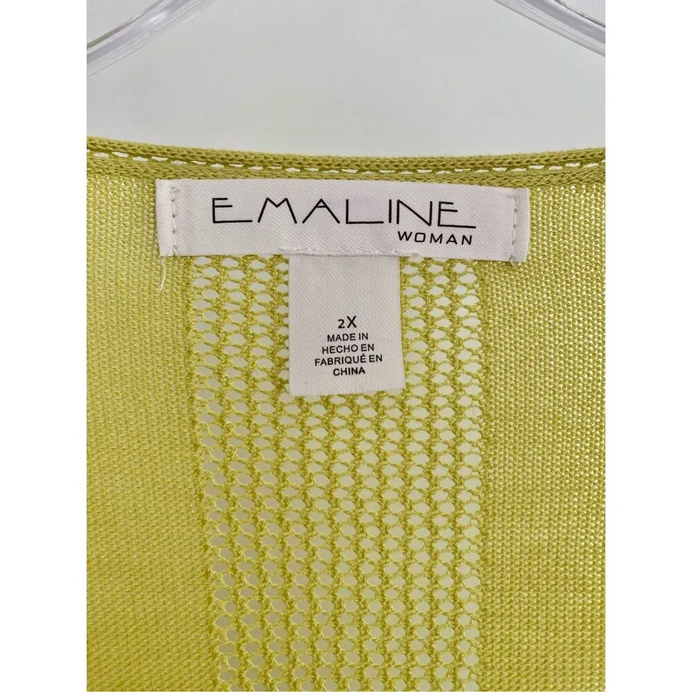 Emaline Lightweight Knit Open Front Cardigan Sz 2X Yellow - Image 3