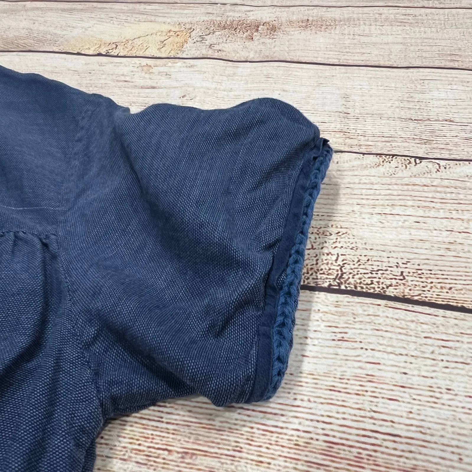 Aritzia Wilfred Le Fou Blue Linen Blend Tunic Dress Size S Short Sleeve Casual - Image 10