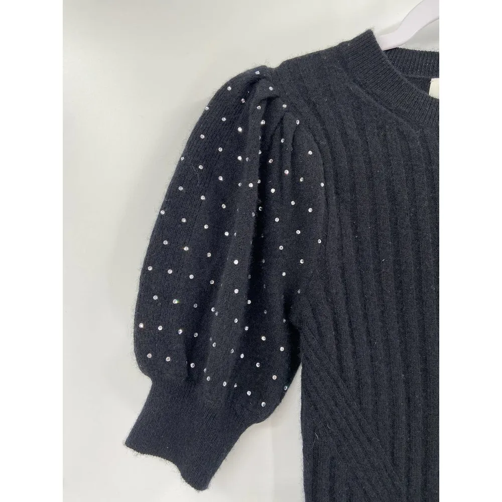 Jonathan Simkhai Daphne Wool Cashmere Knit Black Embellished Puff Sleeve Sweater Size XS - Image 71