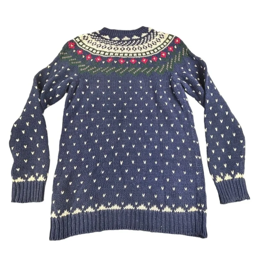 Vtg Illustrations Sweater Knit M Hong Kong Cabin Fever Fair Isle Hearts White Size M - Image 2