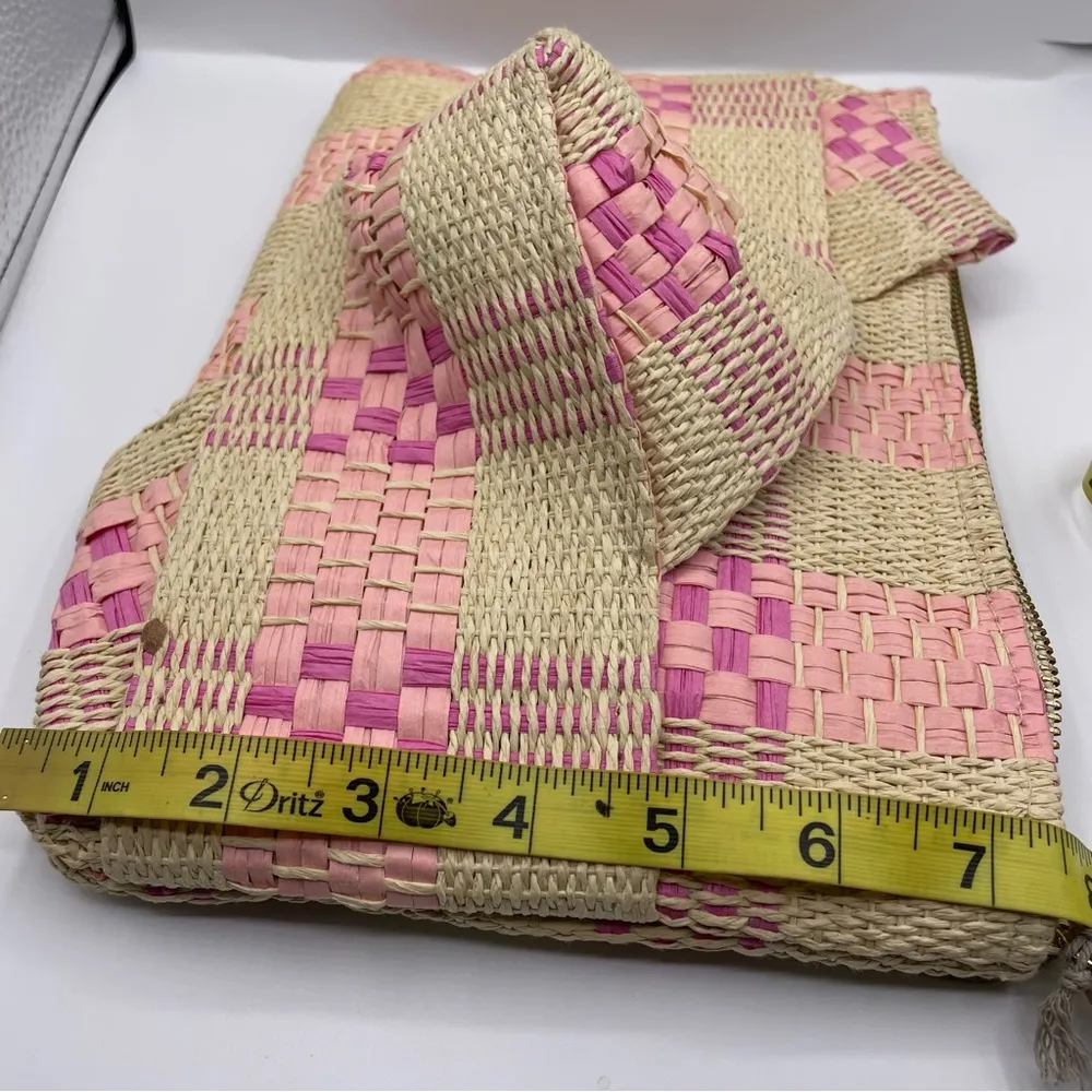 a new day knot straw clutch woven plaid - Image 7