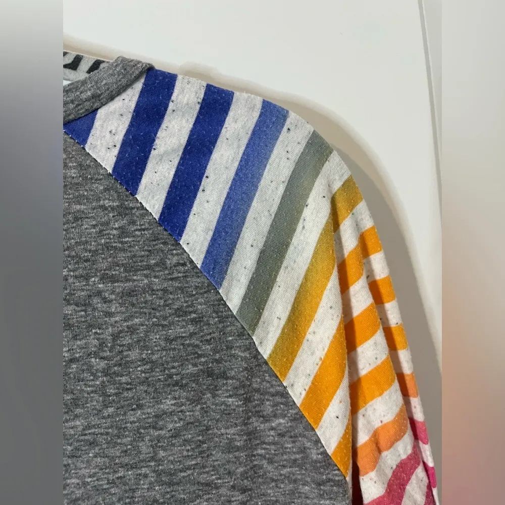 Unbranded Women’s Long Rainbow Slub Nep Sleeved Lightweight Gray Tshirt Sz Large Pink - Image 15