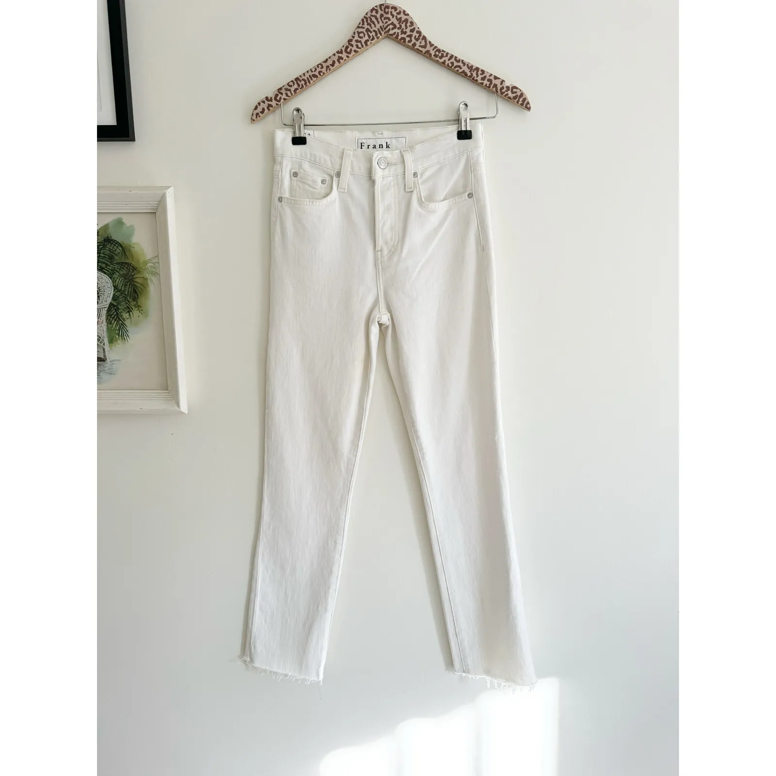 FRANK & EILEEN Cork Everyday Jeans Natural Denim White Ankle Jeans Size 24 - Image 3