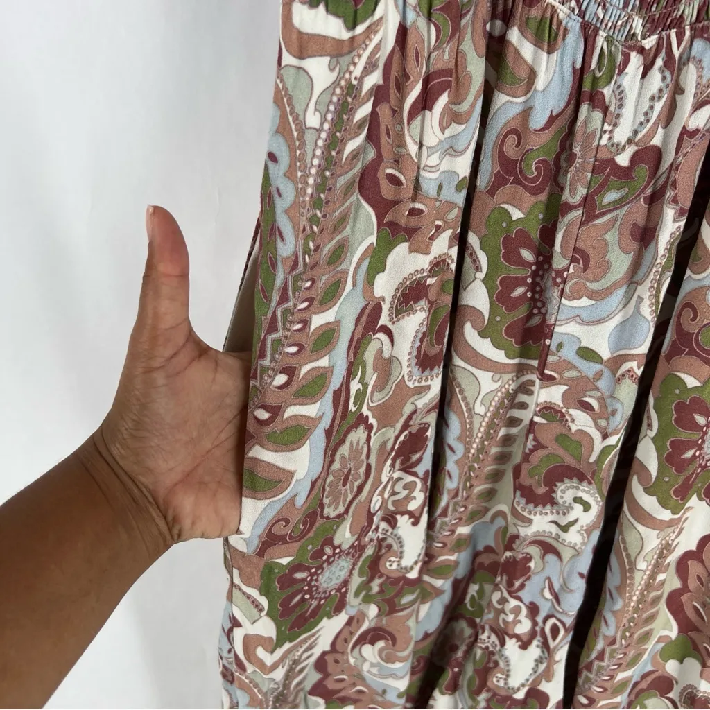 Aritzia Wilfred Chianti Jumpsuit Smocked Wide Leg Multicolor Paisley Print Crepe - Image 7