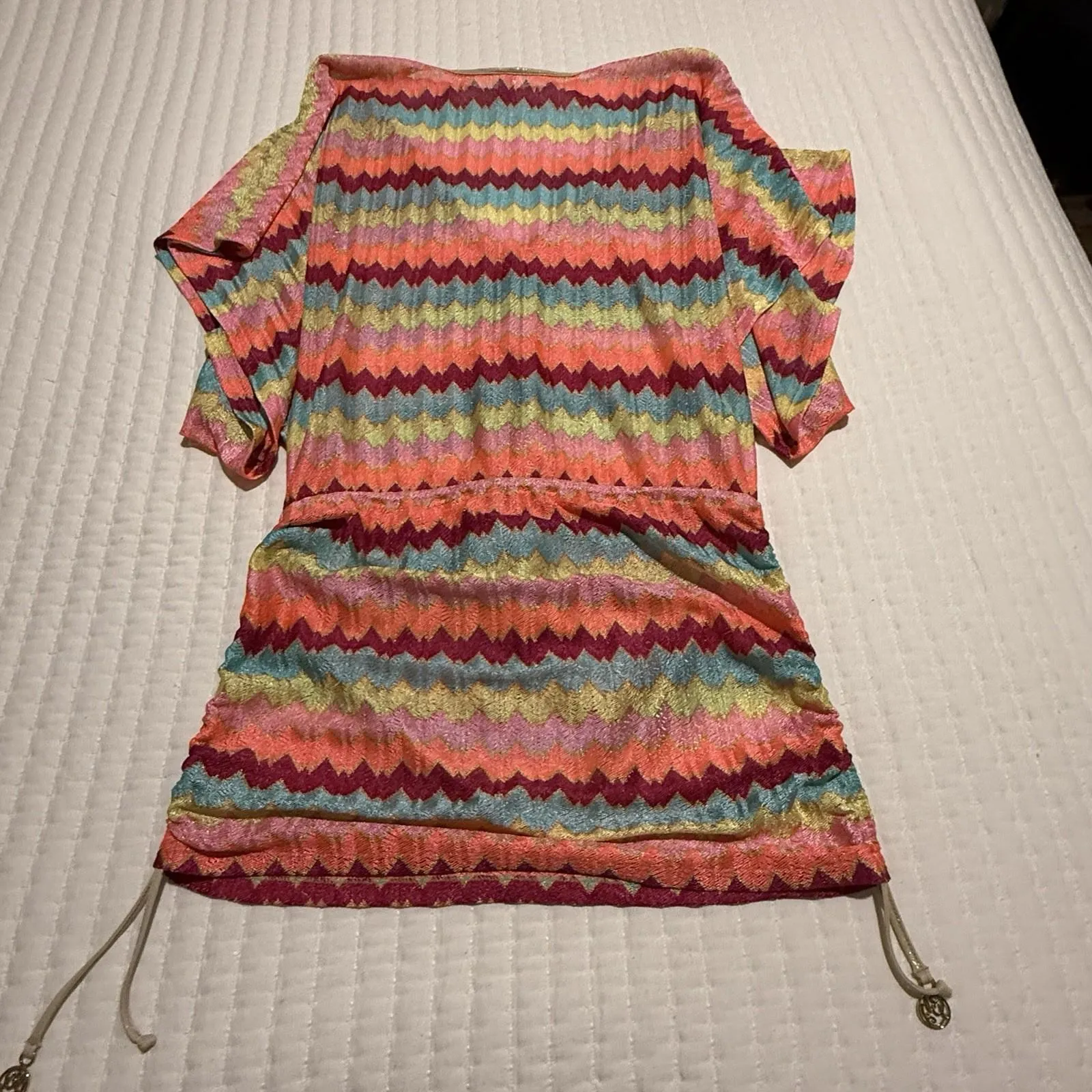 Luli Fama Cabana V Neck Chevron Cover Up Dress Sz M Medium Beach Wear - Image 13