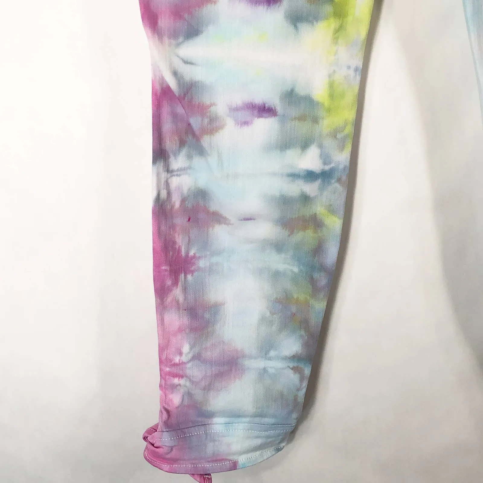 Crown Ivy Size‎ 6 Pants Bada Boom Tie Dye Handmade Blue Pink Green Tie Hem 222 - Image 7