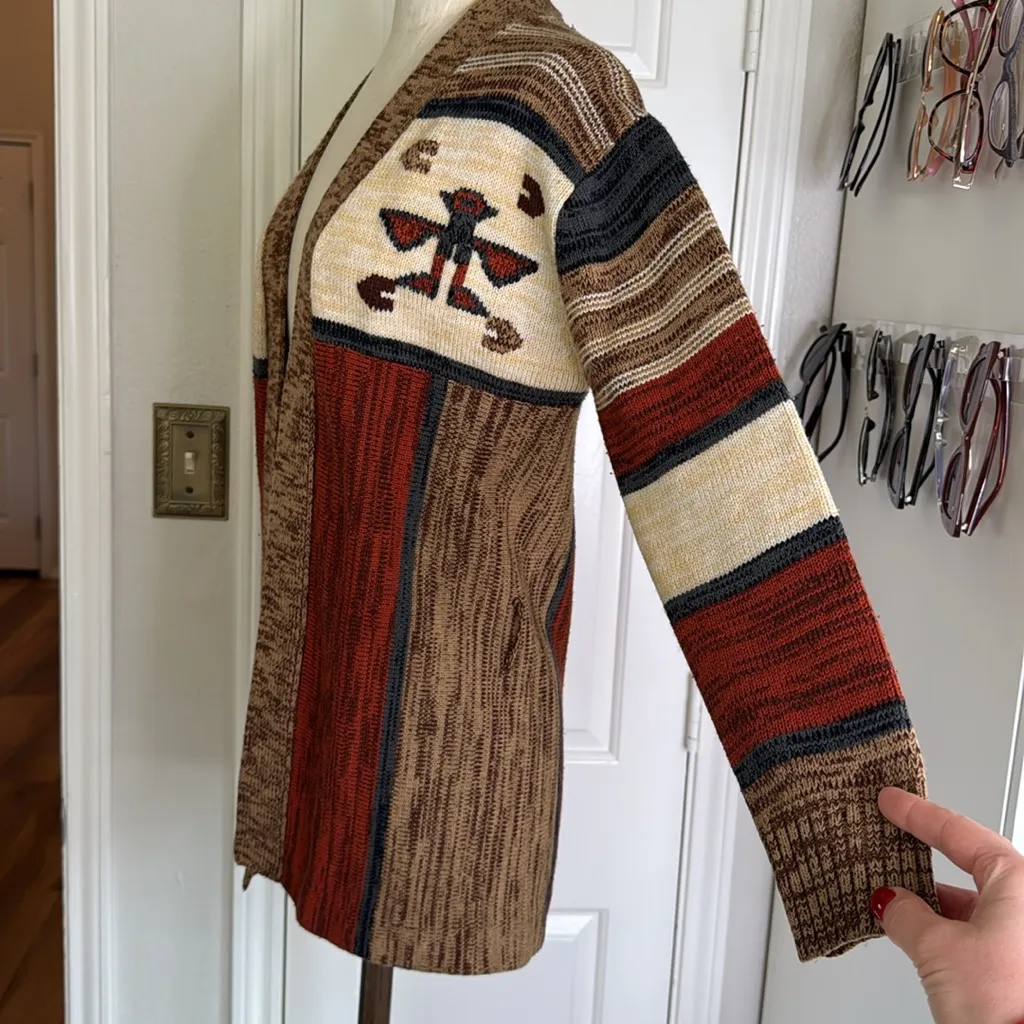 Vintage Riddles by Elliot southwest print open cardigan Red Size M - Image 9