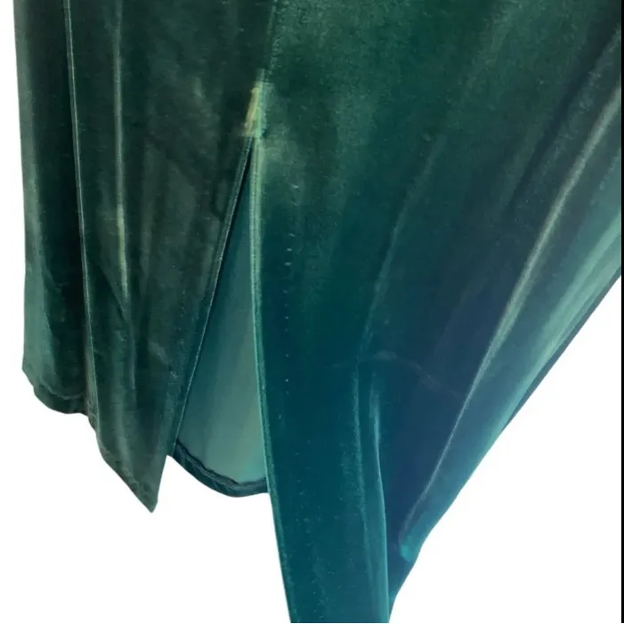 Vintage Forest Green Velvet Rhinestone Backless Bow dress
40s 80s fall holiday Size XS - Image 7
