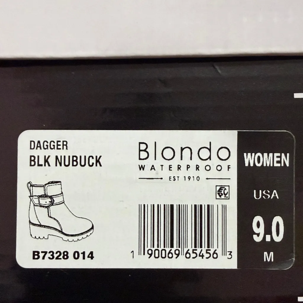 Blondo Women's Waterproof Dagger Boots Black Nubuck. Size 9 - Image 9