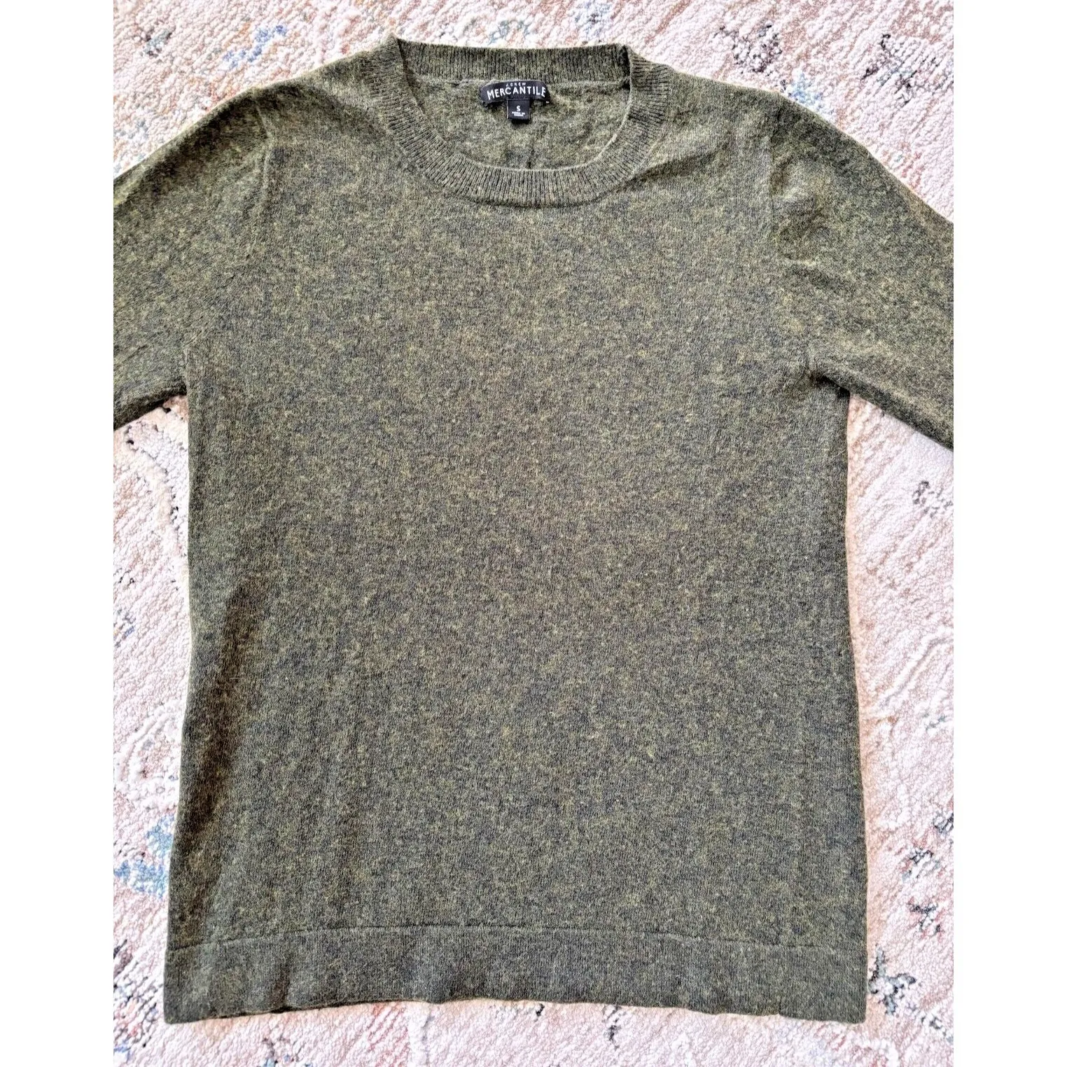 J Crew Sweater Womens Small Green Wool Cotton Boxy Preppy‎ Career Academia - Image 4