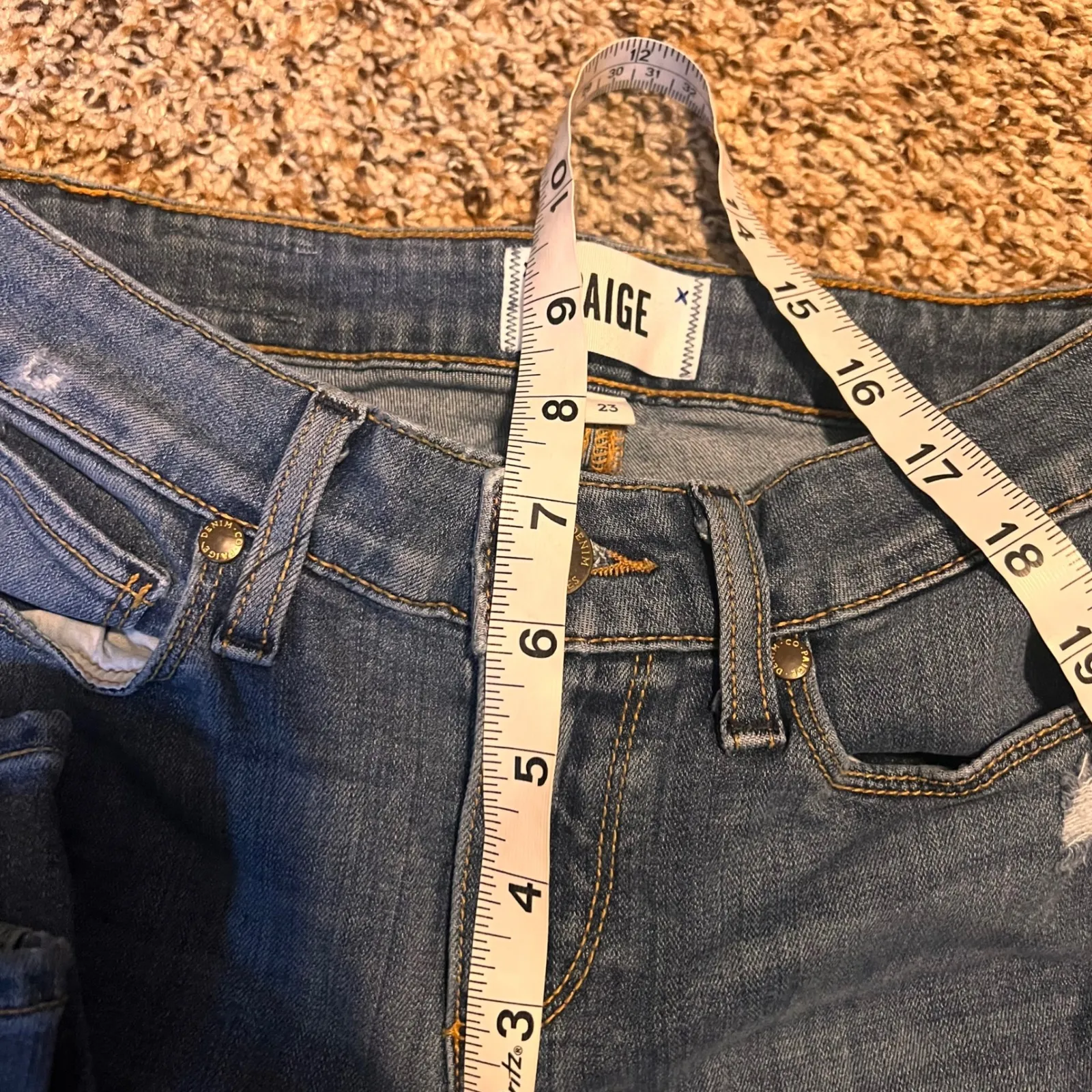 PAIGE Women's Blue Skinny Jeans Distressed Ripped Pockets Size‎ 23 - Image 4