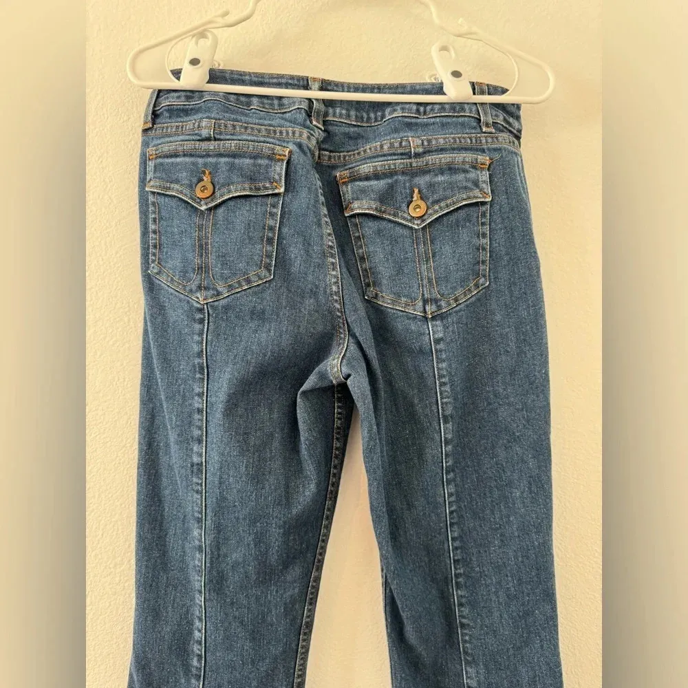 Vintage 90s y2k Area Jeans Bootcut Back Flap Pockets Slit Front Pocket Size 10 - Image 4