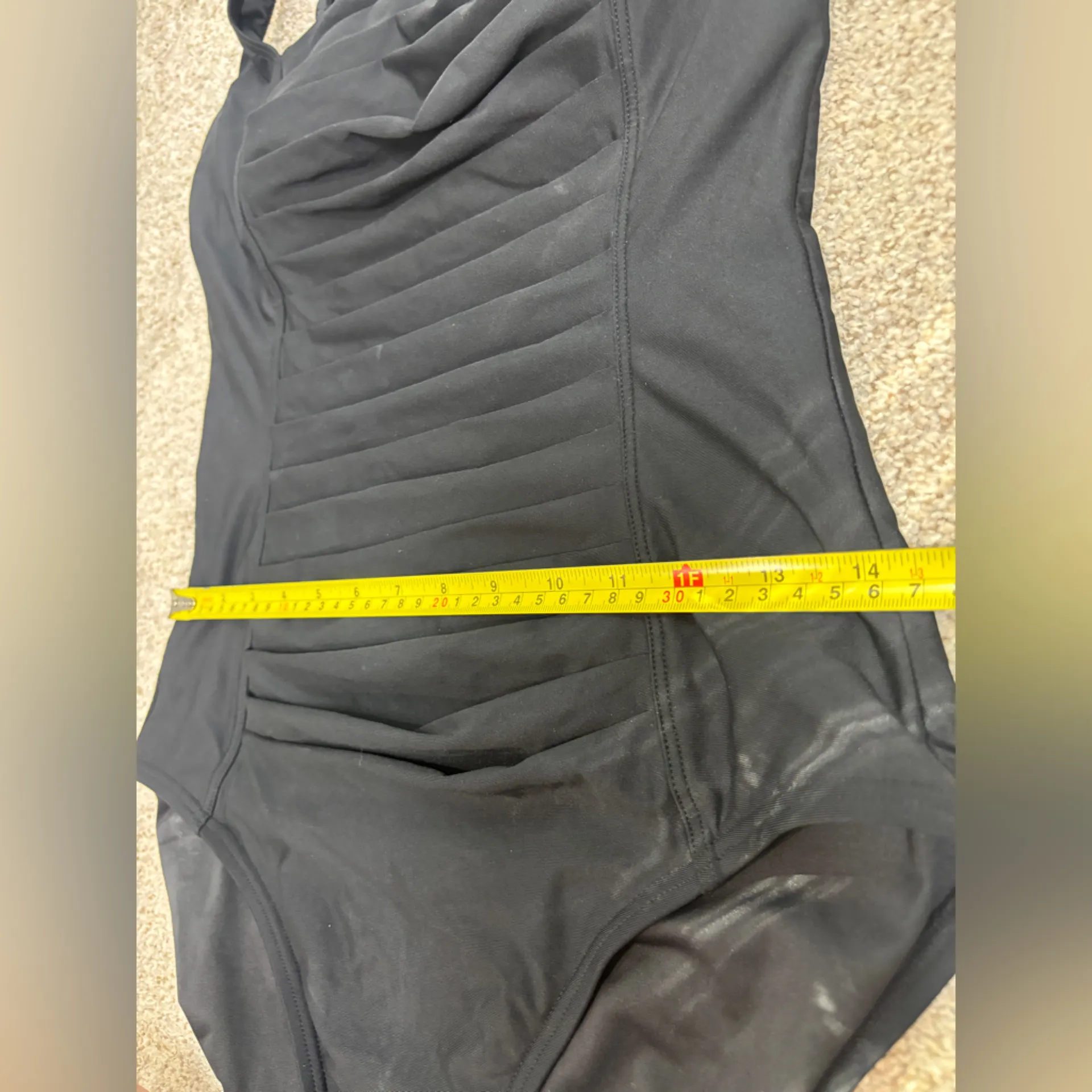 Calvin Klein Pleated Front One Piece Swimsuit Tummy Flattering Black 10 - Image 5