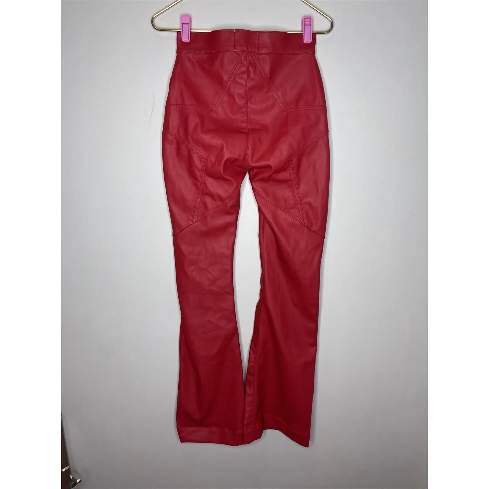 New Revice LA Venus Flare Pant Red Pleather Sz 26‎ - Image 6