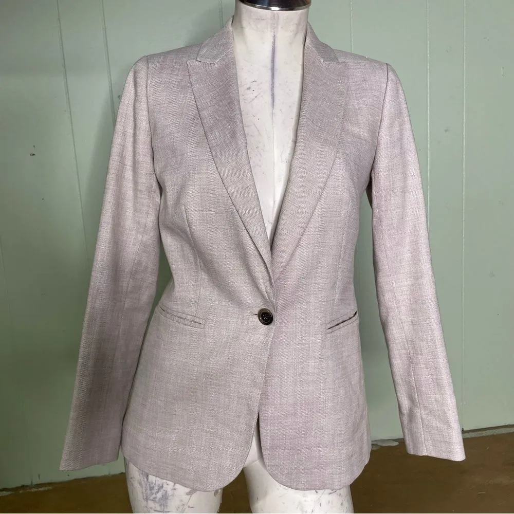 J.Crew Parke Linen Single Blazer Jacket in Natural Beige‎ Size 00 Style #H9710 - Image 4