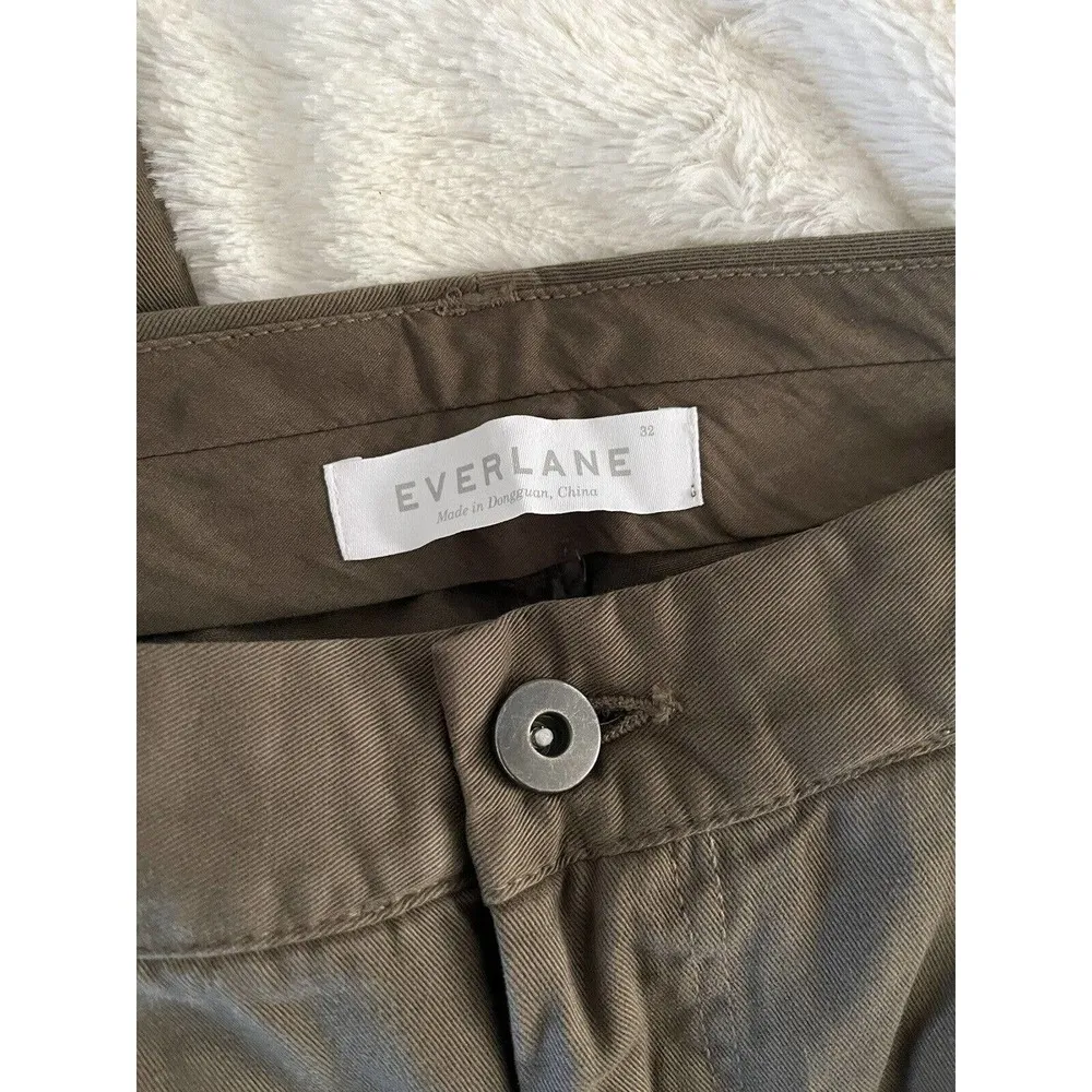 NWOT Everlane Olive Green High Waisted Straight Leg Cotton Chino Pants Womens 32 - Image 6