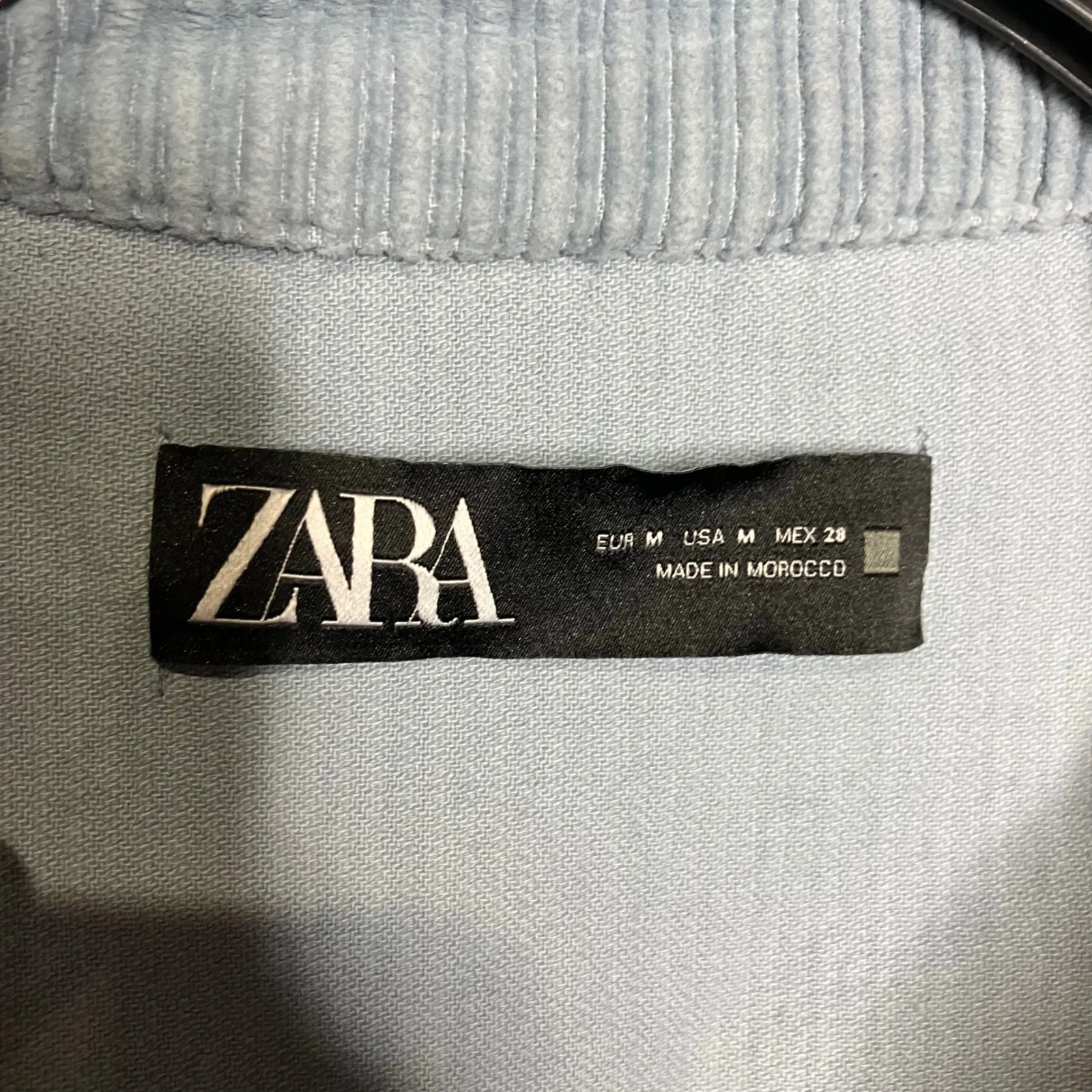 Zara blue corduroy button down shirt chore jacket women size medium 100% cotton - Image 6