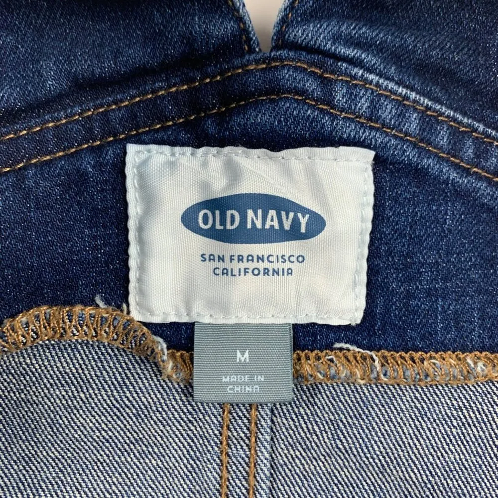 Old Navy Dark Wash Stretch Denim Short-Alls M - Image 3