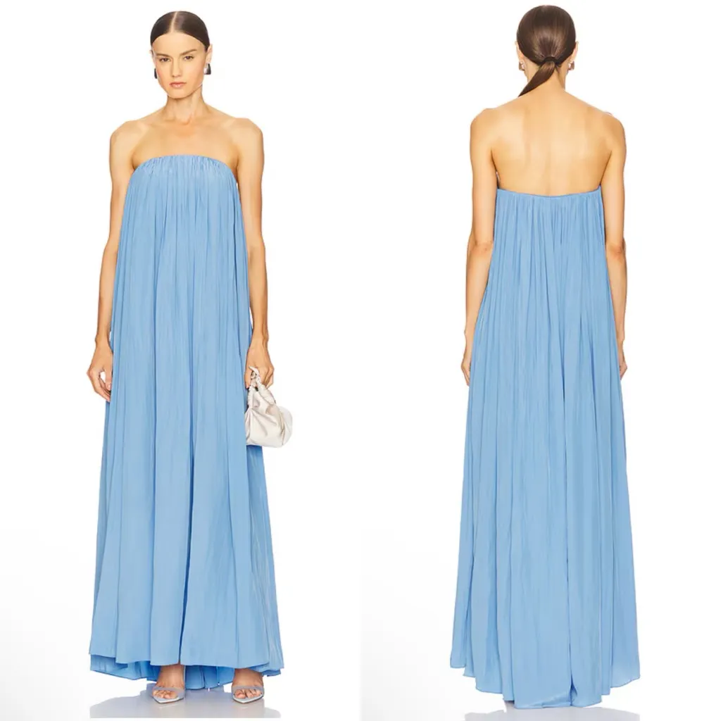 NEW NWT A.L.C. Wynn Strapless Flowy Maxi Dress In Coastal Blue - Image 2