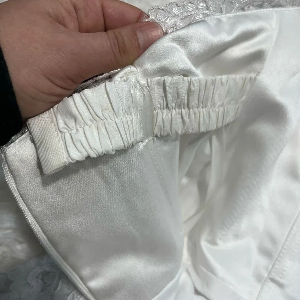 Strapless Mini Wedding Homecoming Prom Formal Dress Floral Lace No Label XS White - Image 11