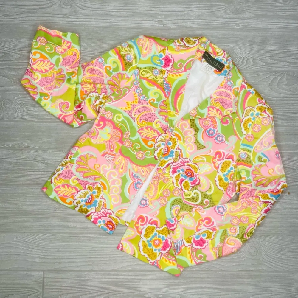 Harve Benard Womens Lined Blazer Multicolor Cotton Blend Jacket Sz 12 shirt top - Image 6