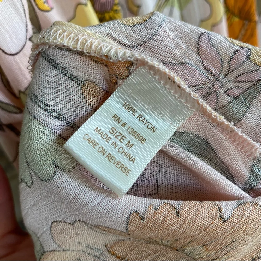 Liberty Love NWT Boutique Pink Floral Long Tie Kimono Medium - Image 7