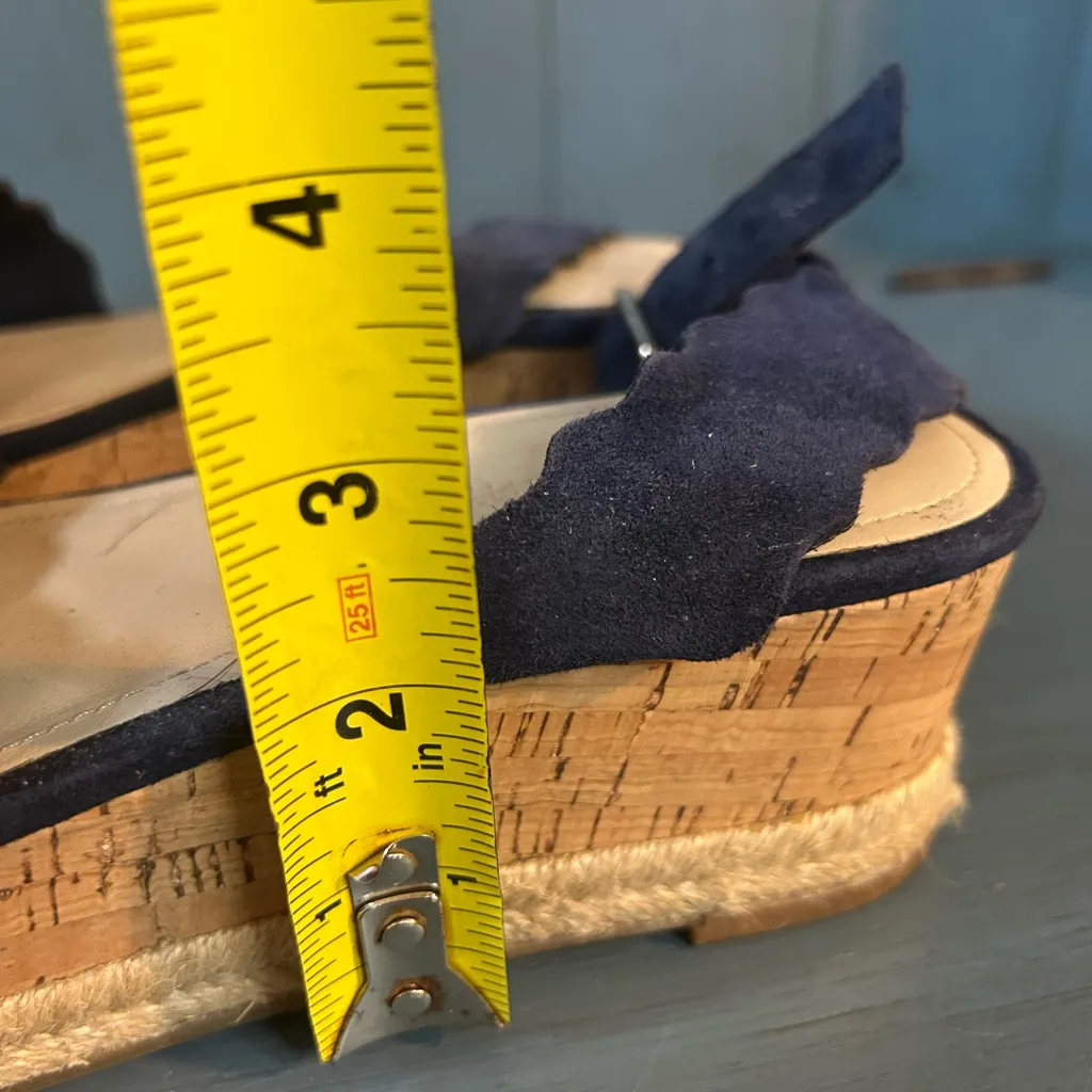 Marc Fisher Navy Suede & Cork Scalloped Platform Sandals | Women’s Sz 8.5 - Image 7