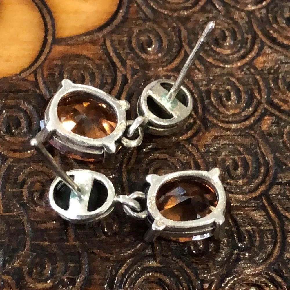 Stunning Faceted Golden Citrine Marcasite Sterling Silver Drop Earrings - Image 9