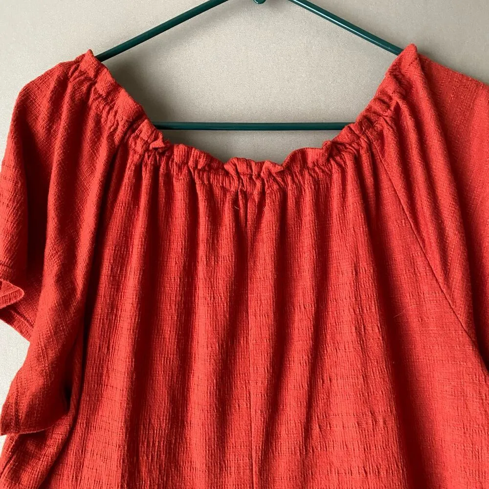 Max Studio  sz M rust‎ orange boho prairie mini tent top - Image 7