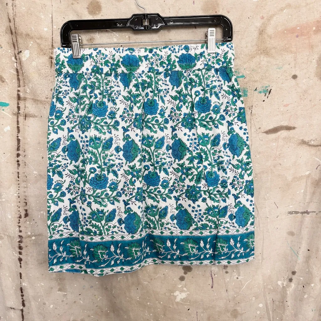 SZ Blockprints for J Crew Drawstring Skirt Green Size M - Image 5