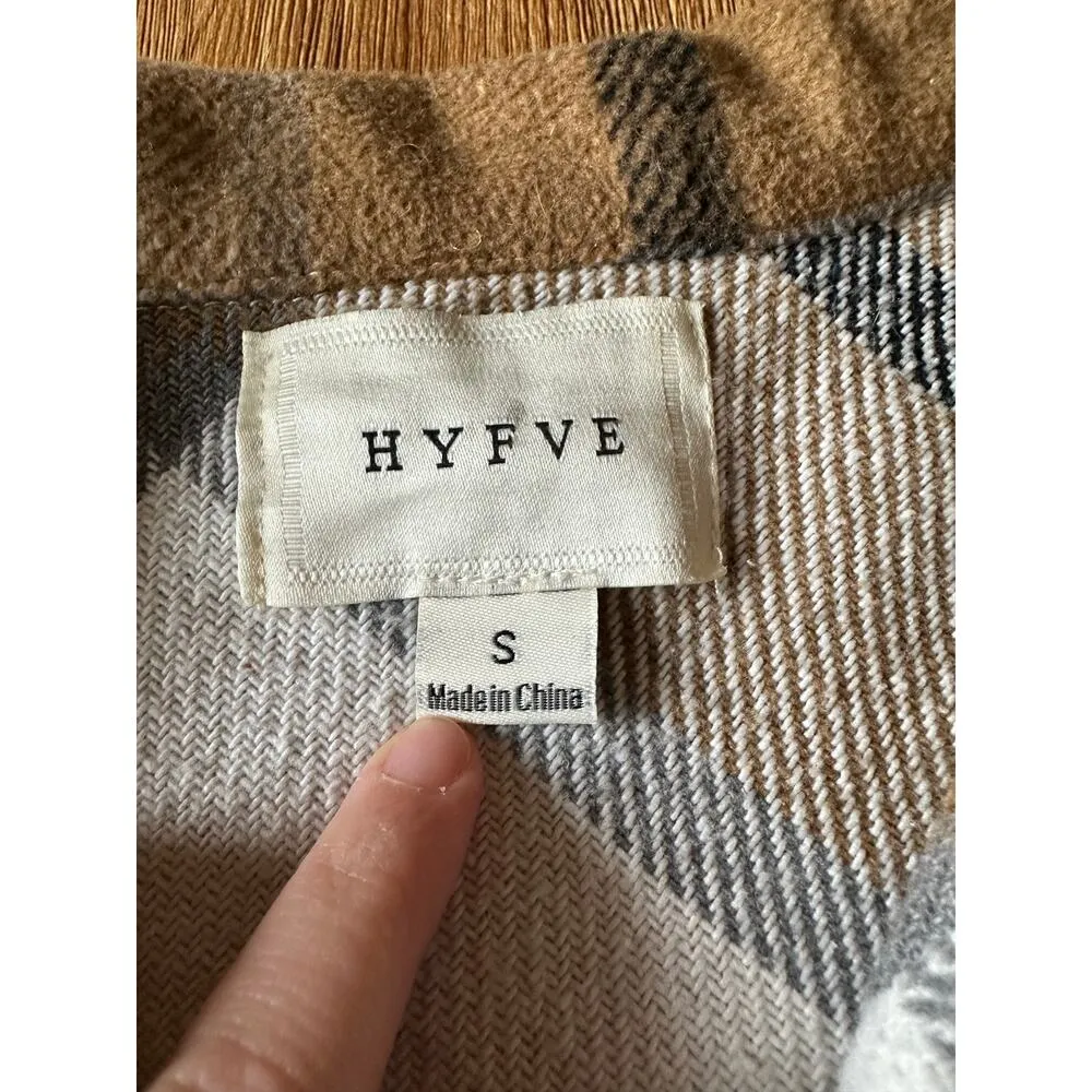 HYFVE Plaid Brown White & Black Shacket Size Small - Image 2