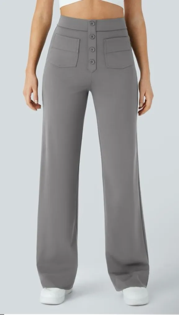 Halara DayStretch High Waisted Straight Leg Pants – Large Petite – Gray - Image 1