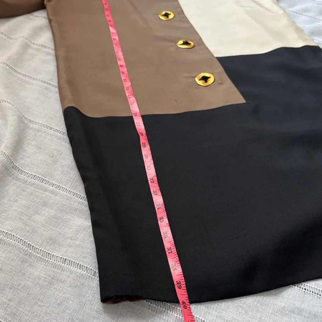 Steve Fabrikani Vintage NWT Color Block Long Sleeve Dress with Gold Accents Tan Size 12 - Image 14