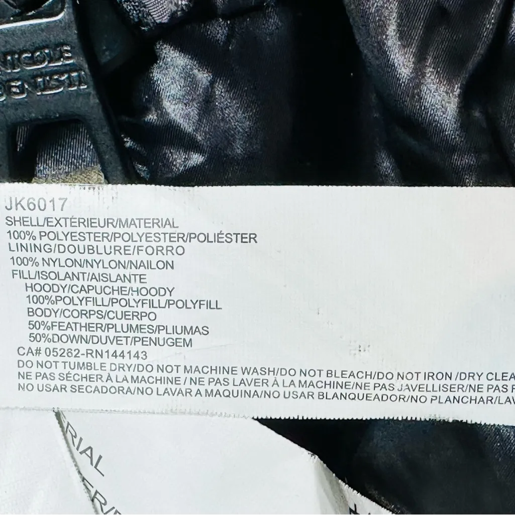 Nicole Benisti Grey Feather Trim Hooded Down Filled Jacket Coat Gray Size XS - Image 10