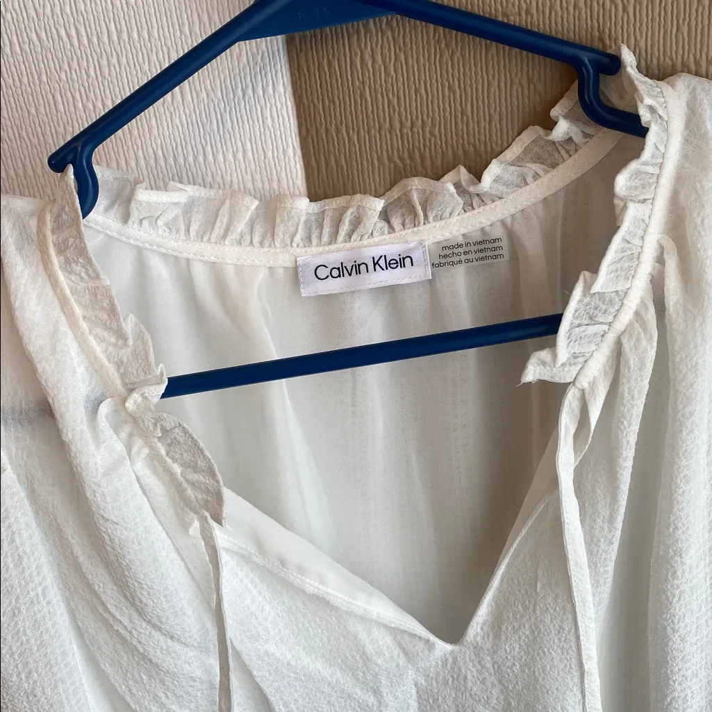 Calvin Klein White Ruffle Top - Image 5