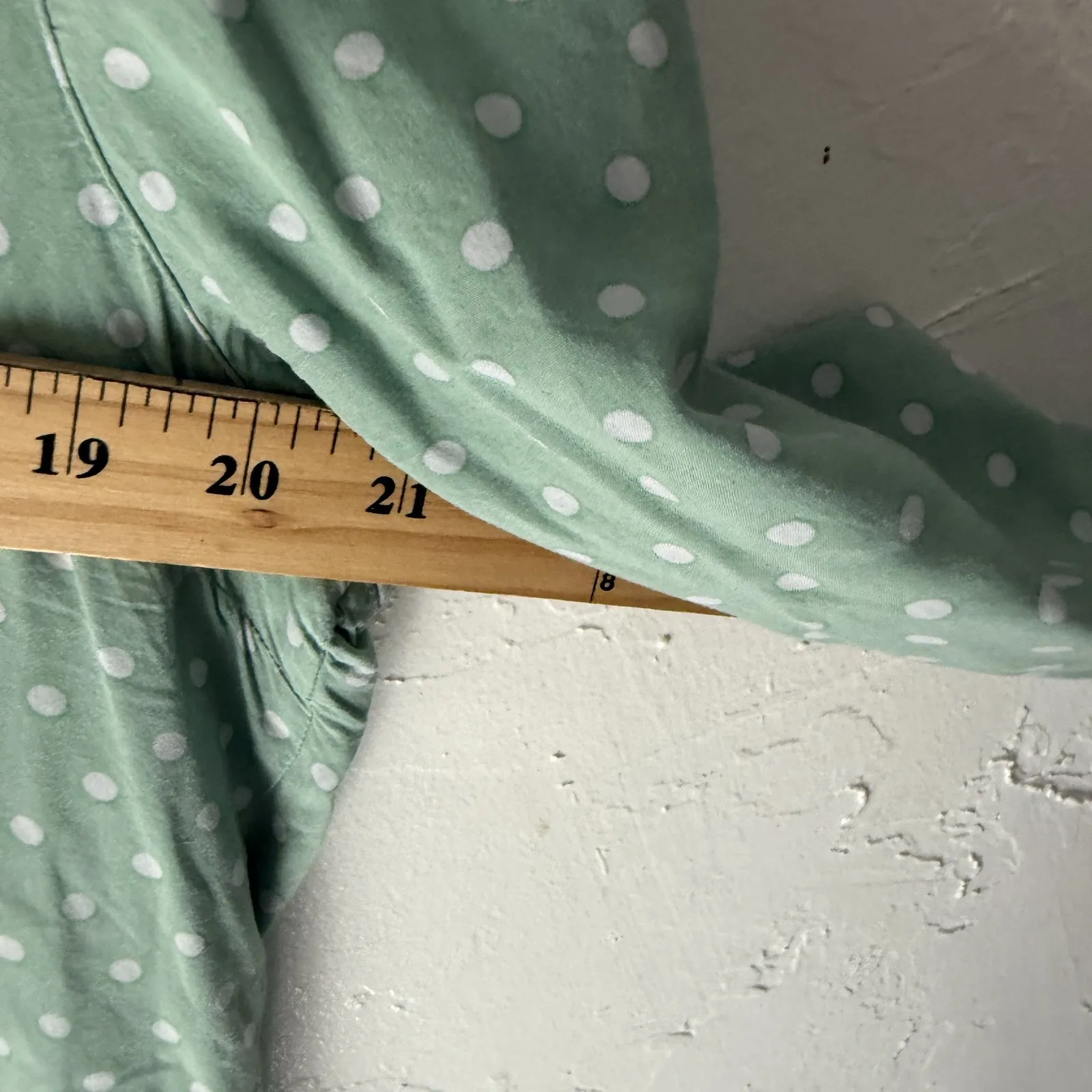 Matilda Jane Shirt XL Green Polka Dot Lace Trim Button Tunic Top Cottage Peasant - Image 5