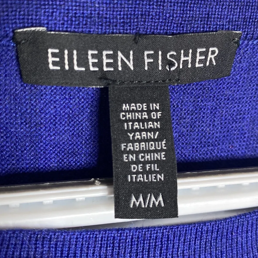 Eileen Fisher fine merino pocketed jersey pullover in blue purple color size M - Image 10