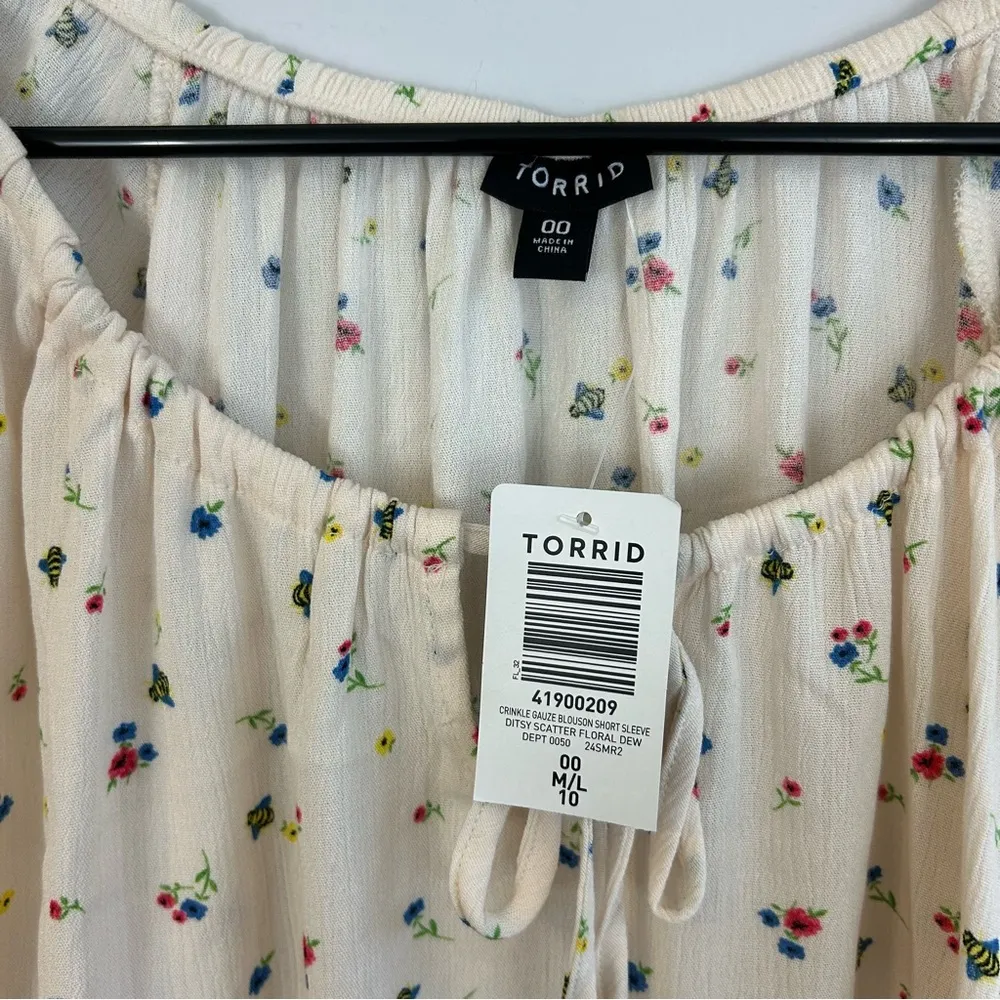 NWT Torrid Ditsy Scatter Floral Dew Lightweight Blouse/Top Size 00  M/L - Image 6
