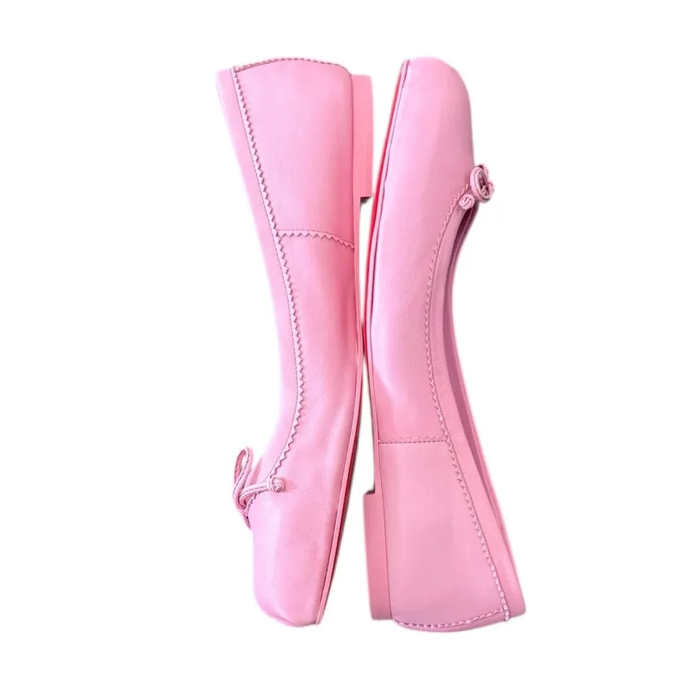 NEW Christian Louboutin Mamadrague Napa Bow Ballerina Flats size 39 Pink - Image 4