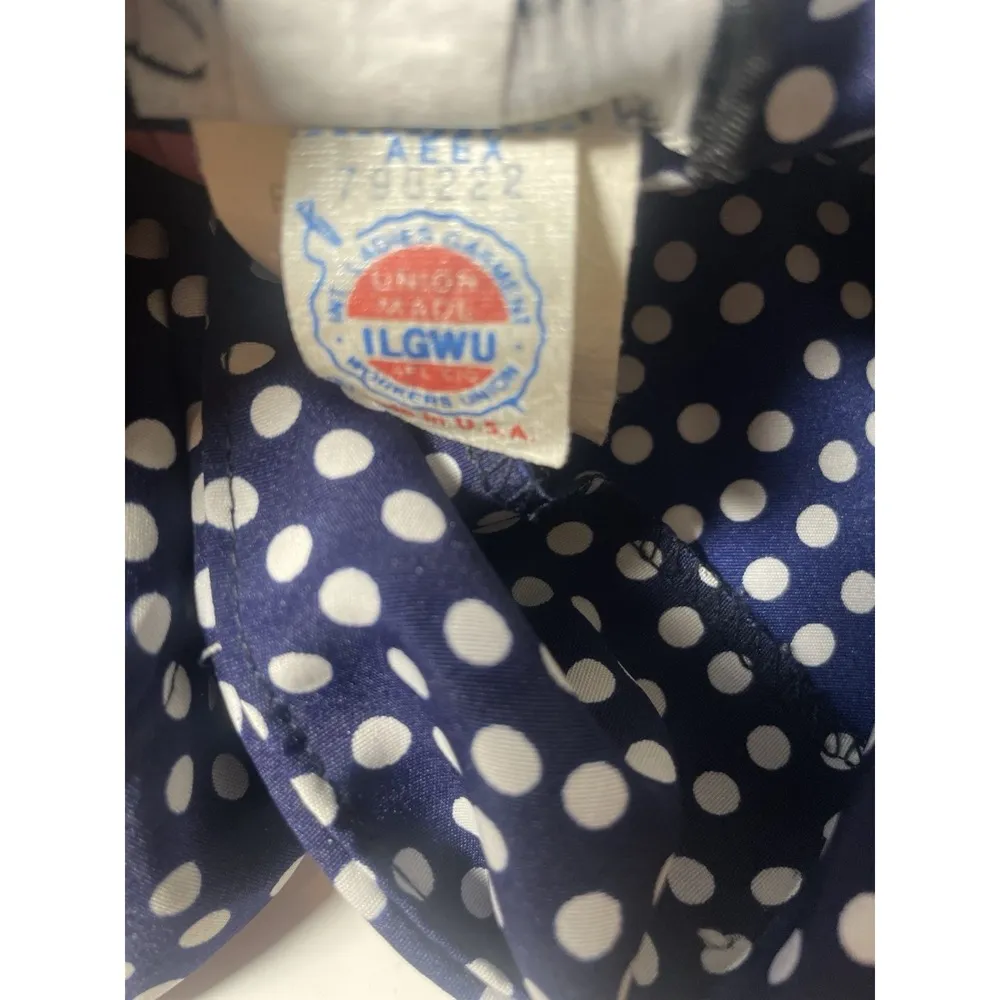 Vintage Breli Originals Navy Blue Polka Dot Dress ILGWU Union Made Dress Size 12 - Image 12