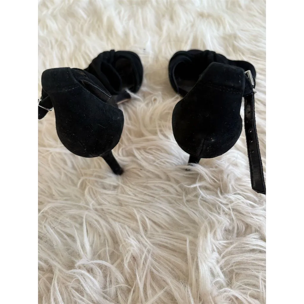 Vince‎ Camuto Women's Black Suede Bow Ankle Strap Heels Size 8 - Image 3