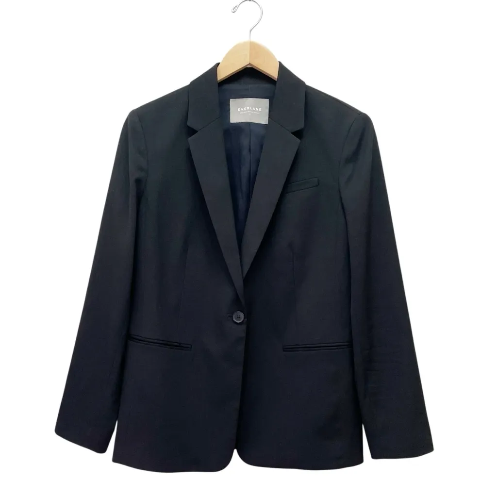 Everlane Womens Black 100% Wool One Button Blazer Size 10 Fully Lined Jacket - Image 2