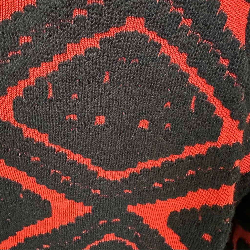 Taylor Fit and Flare Black and Red Geometric Long Sleeve Sweater Dress Size L Size L - Image 10