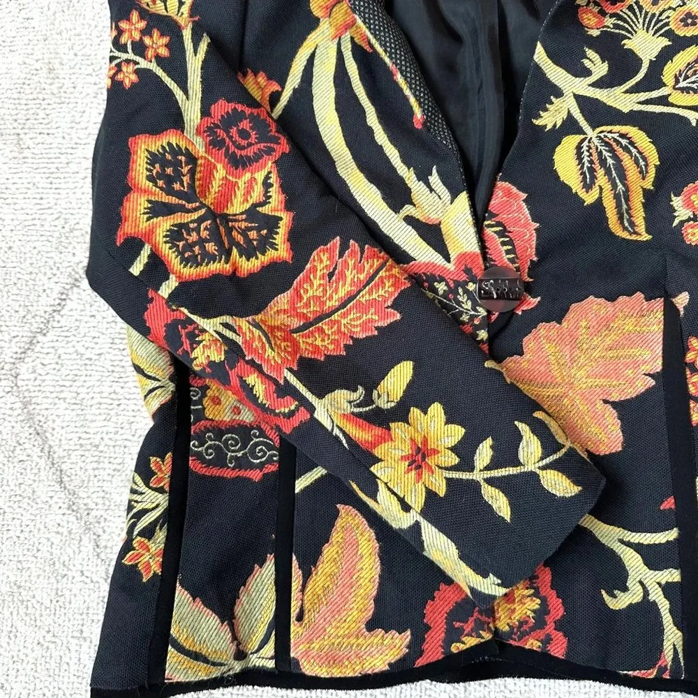 Vintage Canvasbacks Floral Brocade Tapestry Single Button Blazer Sz 12 - Image 3