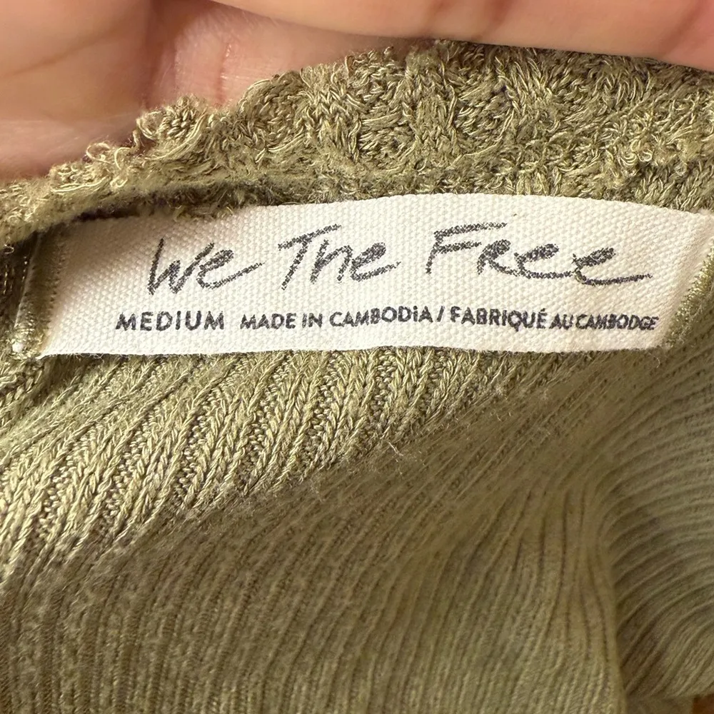 Free People We the Free Willow Ribbed Tank Top Green Raw Trim Edges Size Medium - Image 7