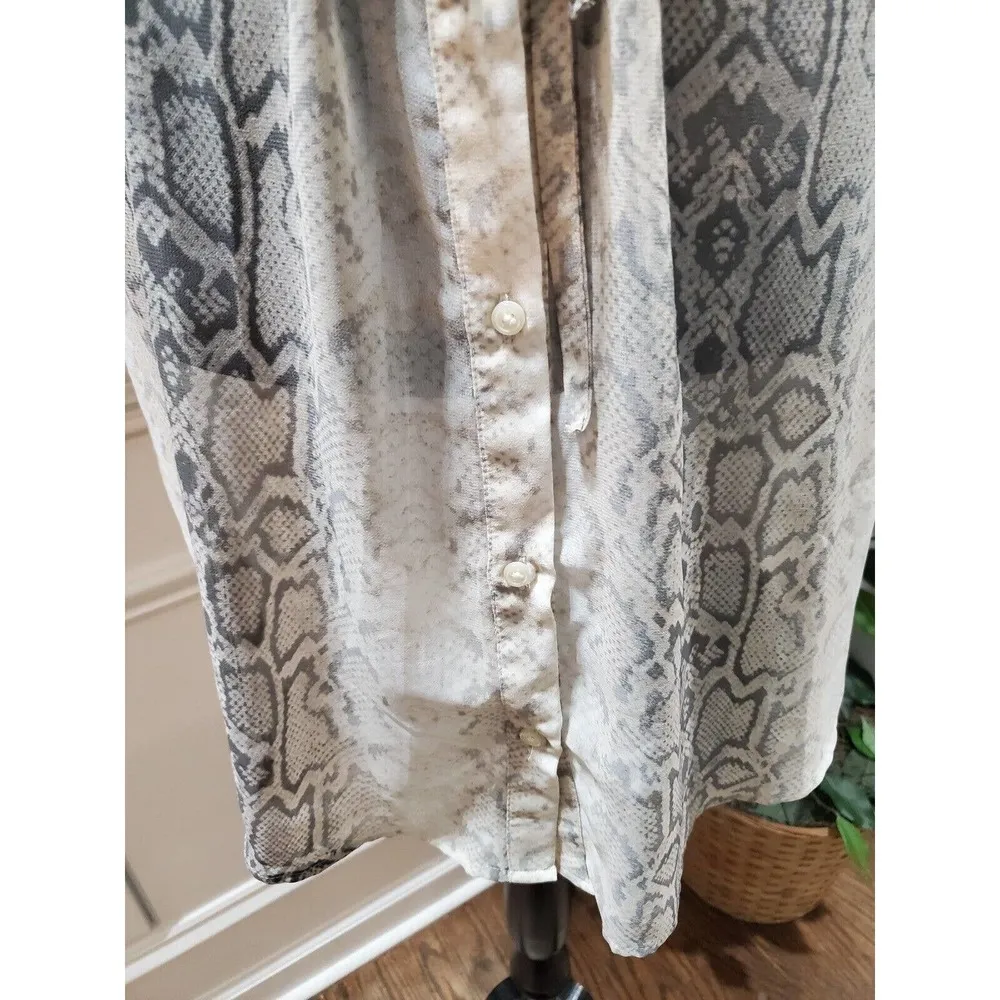 Old Navy Women's Snake Skin Print Button Front Drawstring Waist Shirt Dress XS - Image 4