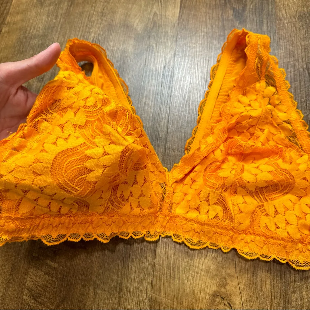 Aerie Womens Plunge Sunflower Yellow Lace Bralette Sz XL - Image 8