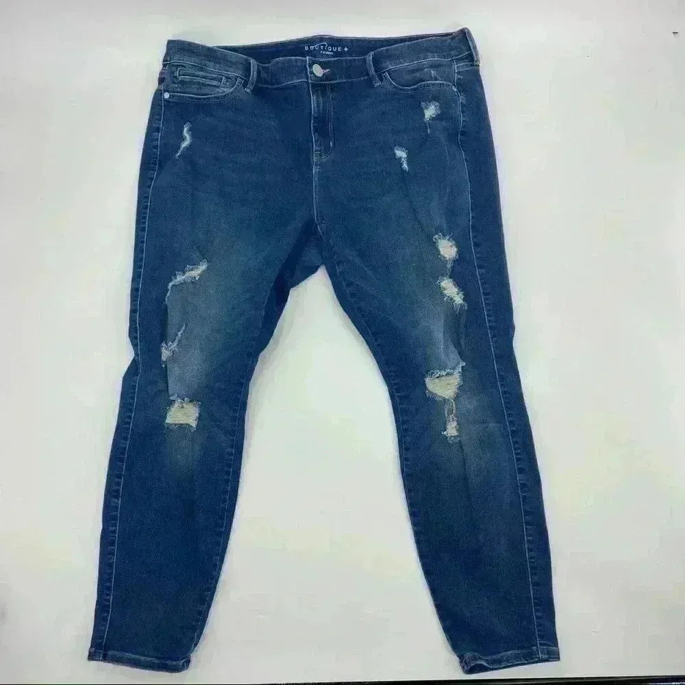 JCPenny BOUTIQUE Distressed Skinny Jeans Size‎ 18W Blue - Image 3