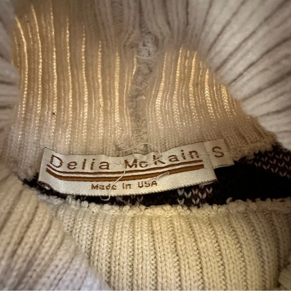 Delia McKay size small vintage animal print sweater made in USA Brown - Image 6