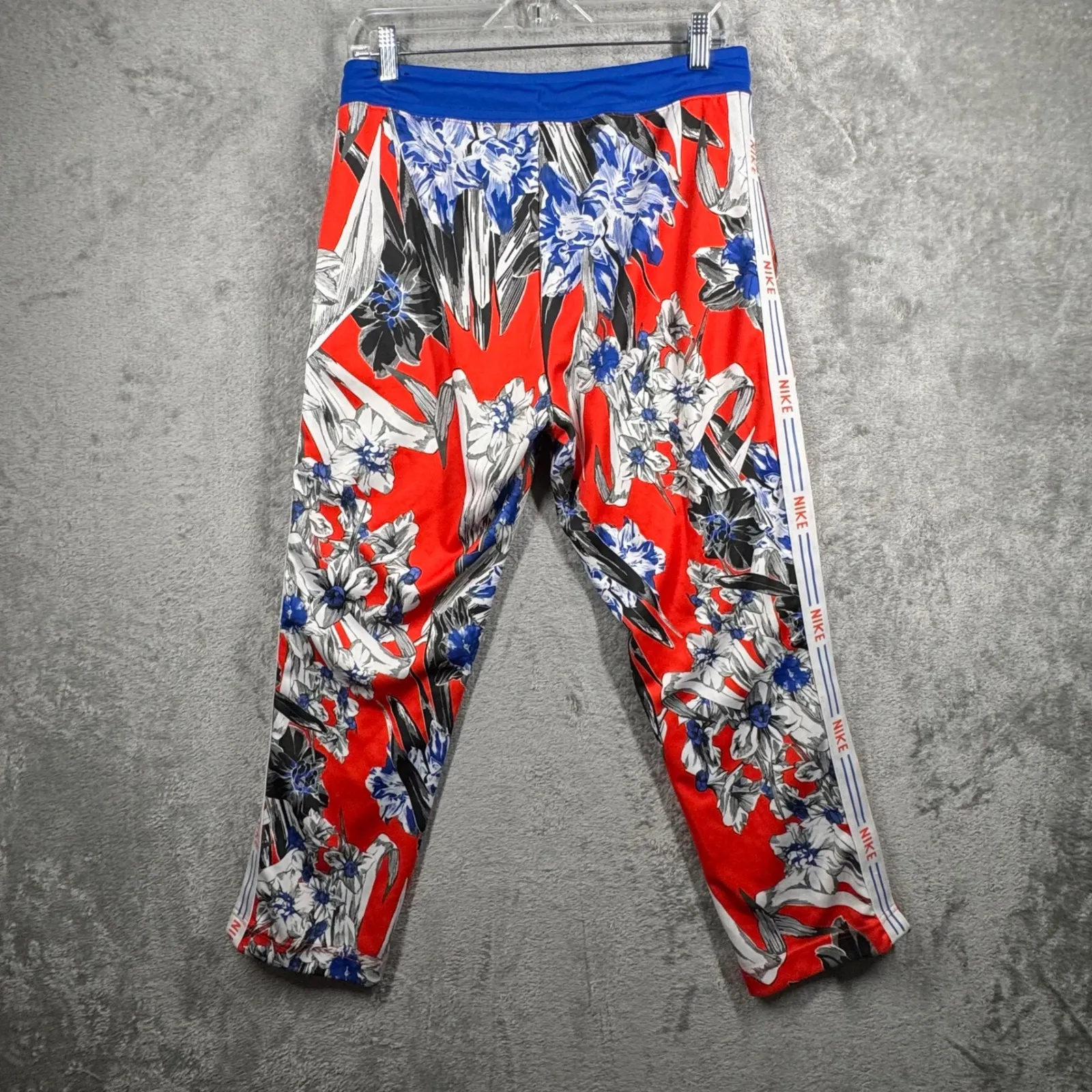 Nike Floral Track Pants M Red Blue Stripe Joggers Sportswear Athletic Retro - Image 3